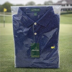 PETER MILLAR 2024 Masters Performance Tech Buckets Badges Blue Golf Polo Shirt
